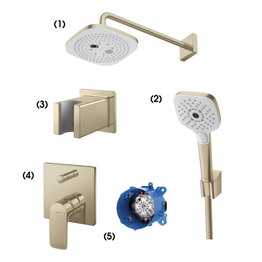 Set sen tắm âm tường 2 đường nước nóng lạnh TOTO TBW02004A#BFG/TBW02006B#BFG/TBW08010A#BFG/TBG04304BA#BFG/TBN01001B