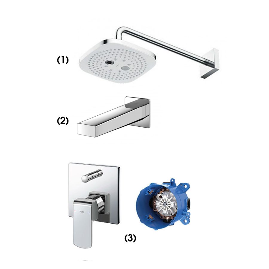 Set sen tắm âm tường 2 đường nước nóng lạnh TOTO TBW02004A/TBG10001B/TBG02304BA/TBN01001B