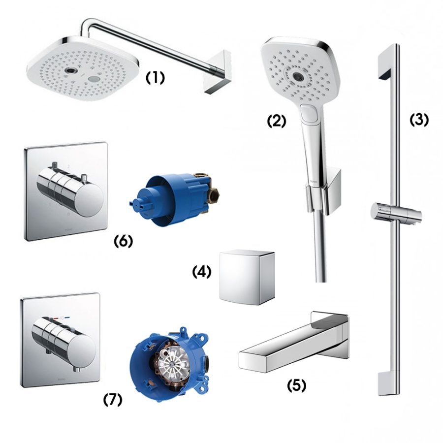 Set sen tắm âm tường 3 đường nước nhiệt độ TOTO TBW02004A/TBW02006A/TBW07019A/TBW08009A/TBG10001B/TBV02102B/TBN01101B/TBV02401B/TBN01001B