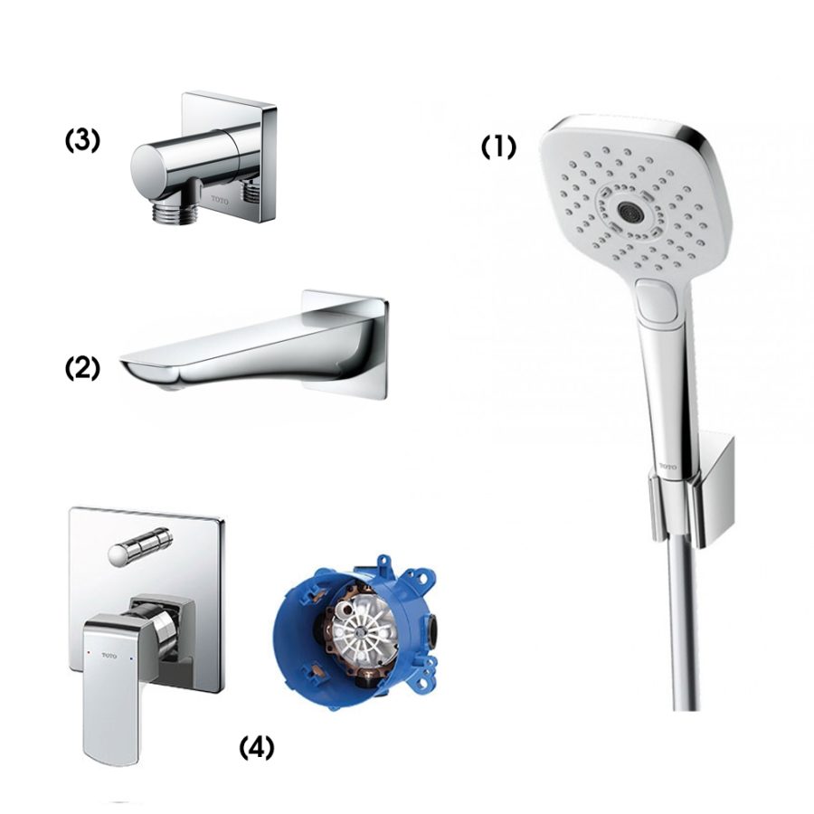 Set sen tắm âm tường 2 đường nước nóng lạnh TOTO TBW02006A/TBG02001B/TBW02013B/TBG02304BA/TBN01001B