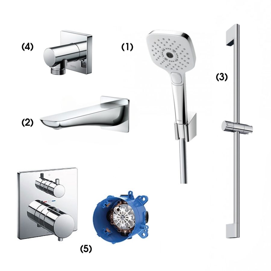 Set sen tắm âm tường 2 đường nước nhiệt độ TOTO TBW02006A/TBG02001B/TBW07019A/TBW02013B/TBV02404B/TBN01001B