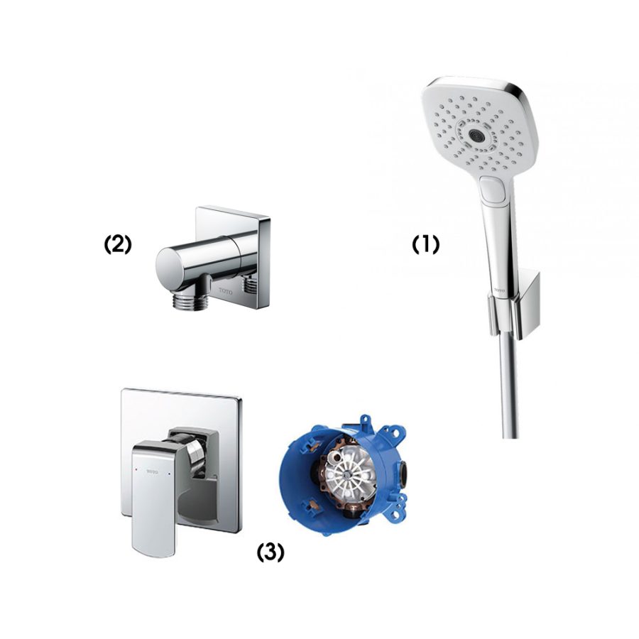 Set sen tắm âm tường 1 đường nước nóng lạnh TOTO TBW02006A/TBW02013B/TBG02303BA/TBN01001B