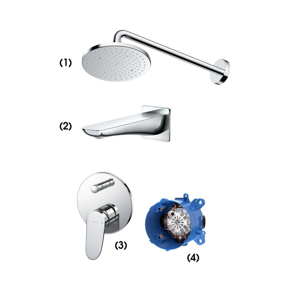 Set sen tắm âm tường 2 đường nước nóng lạnh TOTO TBW07001A/TBG02001B/TBS04304B/TBN01001B