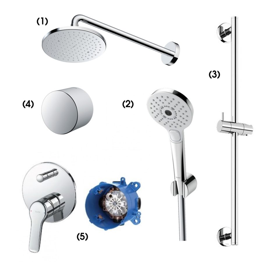Set sen tắm âm tường 2 đường nước nóng lạnh TOTO TBW07001A/TBW01010A/TBW01016B/TBW07020A/TBG03304BA/TBN01001B