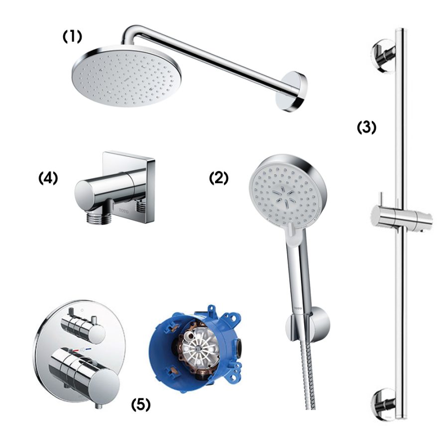 Set sen tắm âm tường 2 đường nước nhiệt độ TOTO TBW07001A/TBW07009A/TBW01016B/TBW02013B/TBV01408B/TBN01001B