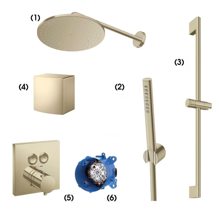 Set sen tắm âm tường 2 đường nước nhiệt độ TOTO TBW07003A#BFG/TBW02017A#BFG/TBW07019A#BFG/TBW08009A#BFG/TBV02406B#BFG/TBN01001B