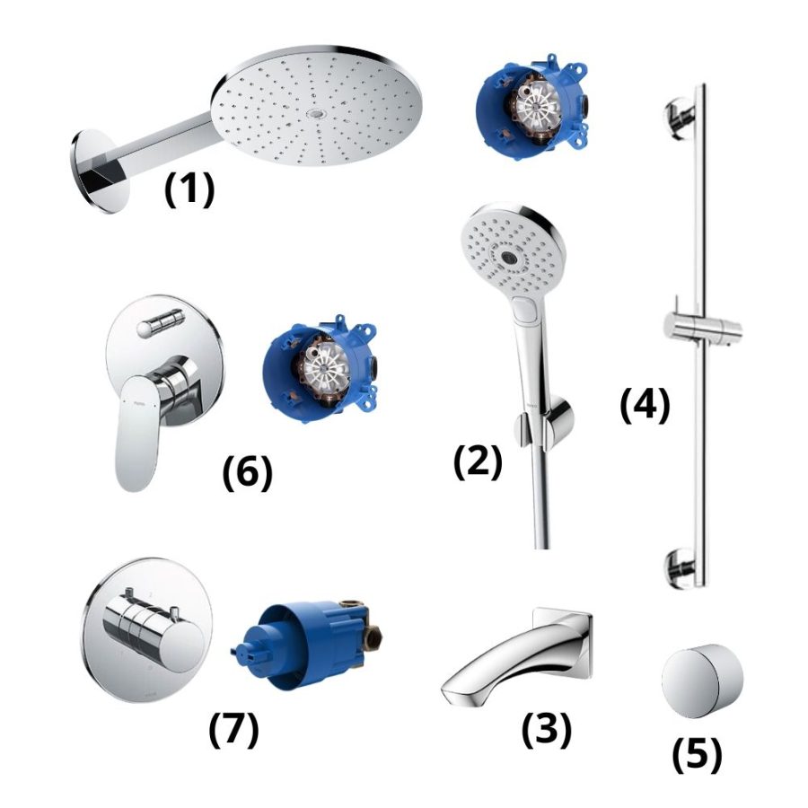 Set sen tắm âm tường 3 đường nước nóng lạnh TOTO TBW07004A/TBN01002B/TBW01010V/TBG09001B/TBW01016B/TBW07020A/TBG01304BA/TBN01001B/TBV01102B/TBN01101B