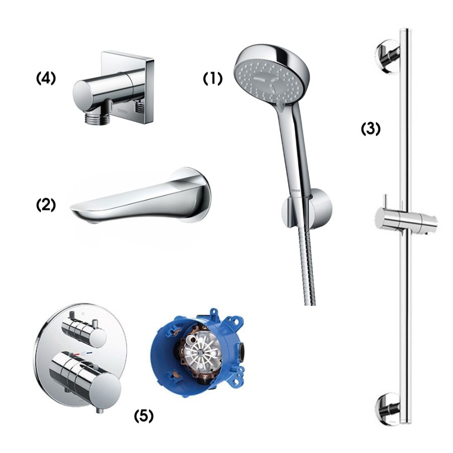 Set sen tắm âm tường 2 đường nước nhiệt độ TOTO TBW07012A/TBG01001B/TBW01016B/TBW02013B/TBV01408B/TBN01001B