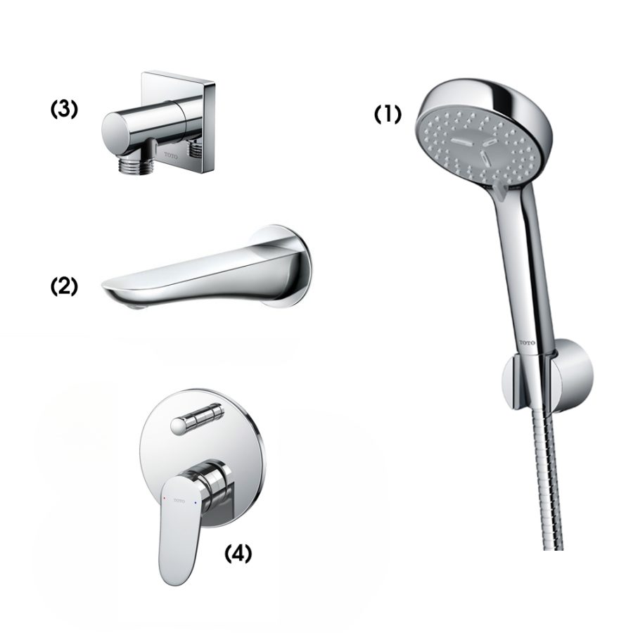 Set sen tắm âm tường 2 đường nước nóng lạnh TOTO TBW07012A/TBG01001B/TBW02013B/TBS04304B