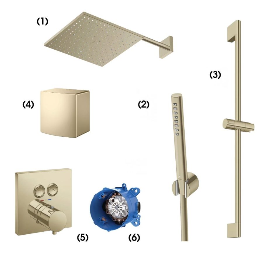 Set sen tắm âm tường 2 đường nước nhiệt độ TOTO TBW08003A#BFG/TBW02017A#BFG/TBW07019A#BFG/TBW08009A#BFG/TBV02406B#BFG/TBN01001B