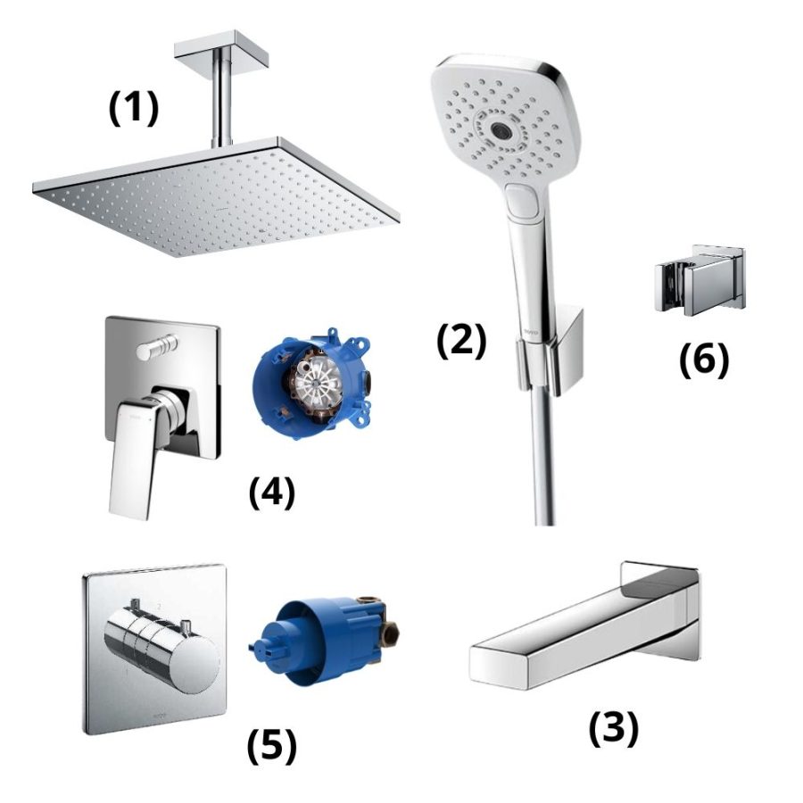 Set sen tắm âm tường 3 đường nước nóng lạnh TOTO TBW08003A1/TBW02006V/TBG10001B/TBG10304VA/TBN01001B/TBV02103B/TBN01102B/TBW08010A