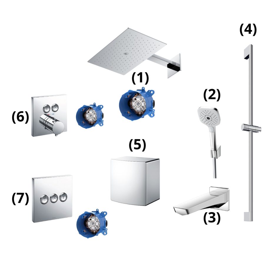 Set sen tắm âm tường 3 đường nước nhiệt độ Z Series TOTO TBW08004A/TBN01002B/TBW02006A/TBG07001B/TBW07018A/TBW08009A/TBV02406B/TBN01001B(x2)/TBV02105B