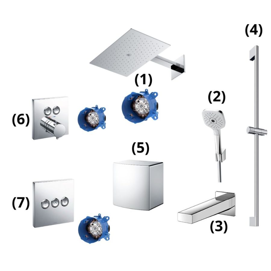 Set sen tắm âm tường 3 đường nước nhiệt độ Z Series TOTO TBW08004A/TBN01002B/TBW02006V/TBG10001B/TBW07018A/TBW08009A/TBV02406B/TBN01001B(x2)/TBV02105B