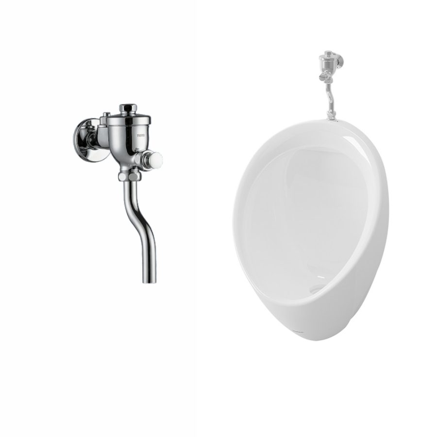 Bồn tiểu nam TOTO U104W/F/DU601SRR treo tường kèm van xả nhấn