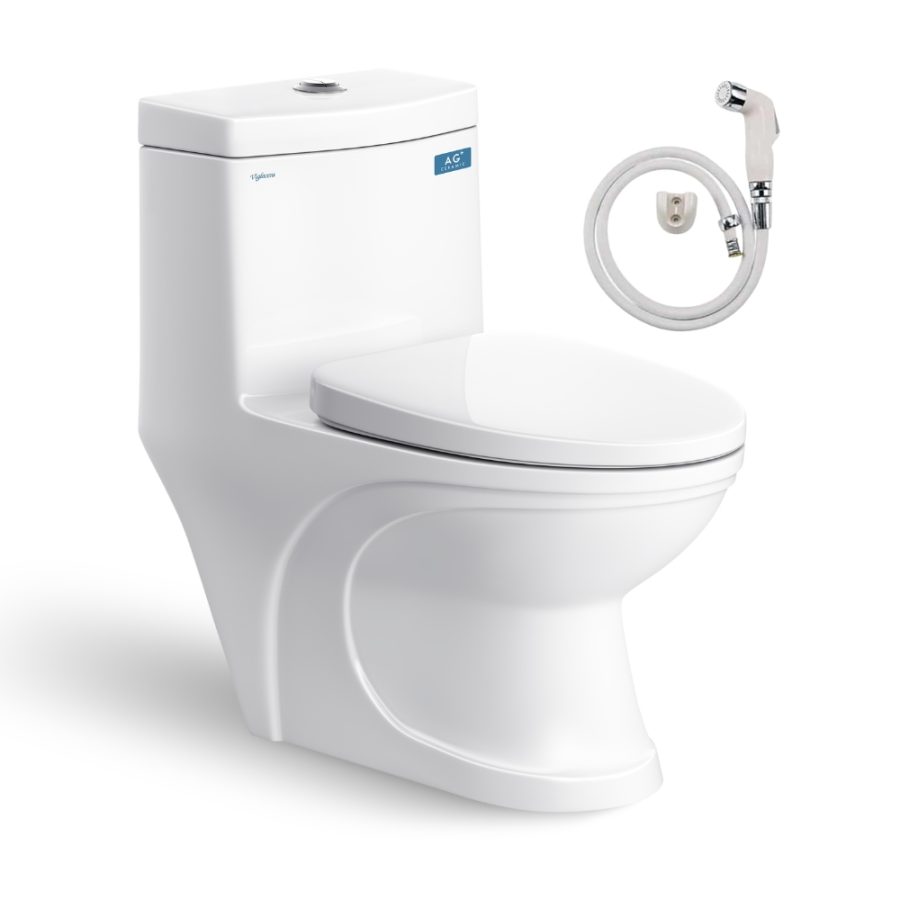 Bồn cầu 1 khối Viglacera V39M nắp êm xả xoáy (+ vòi xịt VG826)